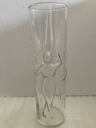 Vintage Libbey La Femme Tall Cocktail Glass 3d Nude Naked Ladies Mcm