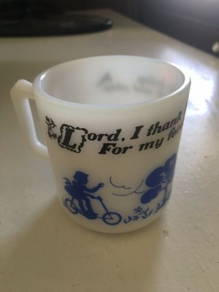 Vintage Hazel Atlas Milk Glass Blue Cornflower Mug Or Coffee / Tea Cup Branded