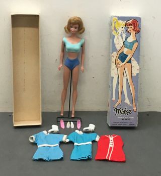 Vintage 1960’s Midge Barbie Doll 860 Blonde Mib With