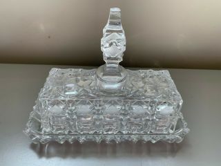 Vintage Cut Glass Butter Dish With Lid And Finial