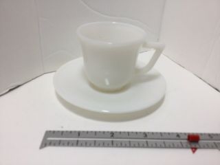 Vintage White Milk Glass Mini Tea Cup & Saucer Demitasse 1950’s Style 2 Ounces