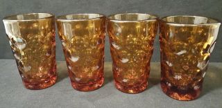 Set Of 4 Provincial Amber Gold Imperial Glass Ohio 3.  5 " 4 Oz.  Juice Glasses Euc