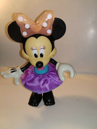 Fisher - Price Minnie Mouse Glitz & Glam Posable Talking Singing Bow Lights Up Euc