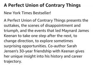 Maynard james keenan book A Perfect Union of Contrary Things Hardcover 3