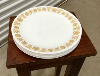 Vtg Corelle Butterfly Gold Dinner Plates 4 Pc 10.  25 " Dish Yellow Flower Usa
