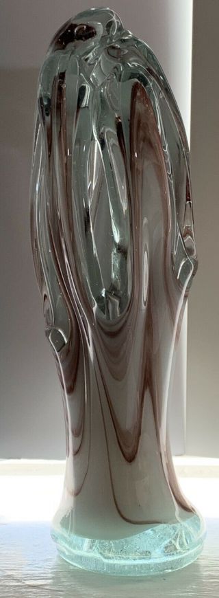 Murano Italian Hand Blown Glass Stretch Basket Vase