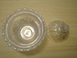 50S - 60S IMPERIAL GLASS IRIDESCENT BEADED JEWELS LIDDED CANDY JAR/DISH 3