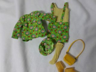 Vintage Skipper Barbie Mod Green Outfit Shoes And Purse 1960 