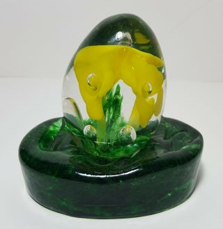 Vintage St Clair Art Glass Paperweight Egg With Flowers 1972 Easter