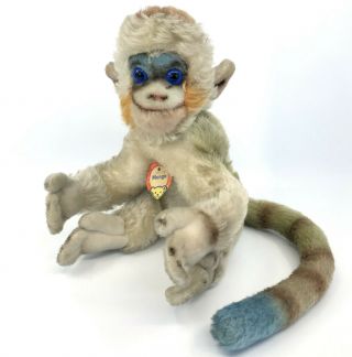 Steiff Mungo Monkey Mohair Plush 25cm 10in Id Chest Tag 1960s Colorful Vintage