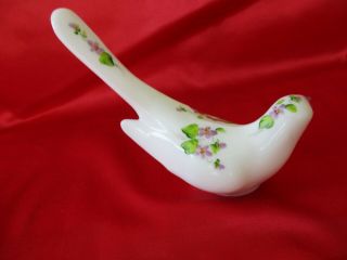 Fenton Hand Painted by D Anderson Bird with Purple Violets Long Tail 2