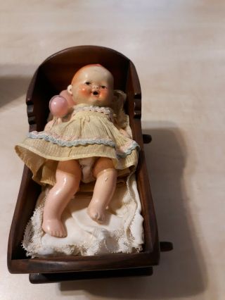 Antique German All Bisque Baby Doll 5  Open Mouth Jointed Arms Legs
