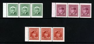 Canada Kg Vi 1943 Complete Set Of Booklet Panes Sg 394 To Sg 396 Mnh