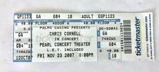 Chris Cornell Concert Ticket Stub 11/23/2007 Palms Casino Las Vegas Soundgarden