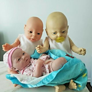 3 Dolls Vintage Newborn Baby Girl & Boy Doll Anatomically Correct