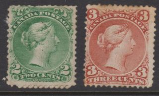 Canada 1868 - 90 2 Cents And 3 Cents 2c 3c Large Types Cat.  Value £2100