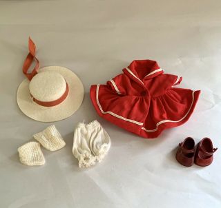Vintage 1950’s Vogue Ginny Doll Outfit - Red Sailor Dress,  Hat 1330