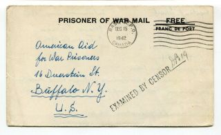Canada / Germany Wwii Pow 1942 Seebe,  Alberta - Camp 130 Censor Postcard To Usa