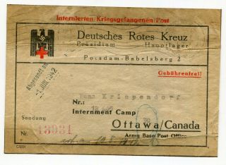 Canada / Germany Wwii Pow 1945 Bowmanville - German Red Cross Parcel Piece -