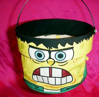 Rare Nickelodeon Spongebob Squarepants Frankenstein Halloween Candy Bucket 2009