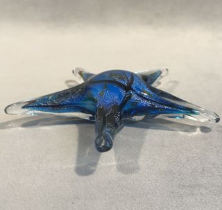PV04829 Vintage Murano (?) Glass STARFISH Paperweight - BLUE,  BLACK & SILVER 3