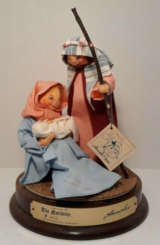 Annalee Holy Family Nativity Dolls Jesus Mary Joseph With Base And Plaque