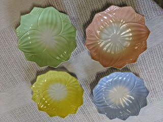 Vintage Plate Lotus Leaf & Blossom By Anchor Hocking (set Of 4)