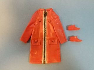 Vintage 1968 Francie Barbie Doll Sears Exclusive Orange Zip Coat & Boots Ex,  Htf