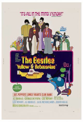 Rock: The Beatles Yellow Submarine Usa Movie Poster 1967 13x19