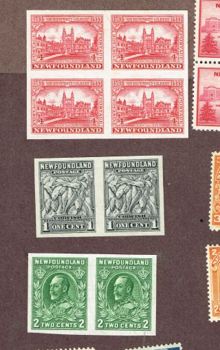 Canada Newfoundland Vf No Gum Imperf Block And Pairs 215 184 186 (7,  18