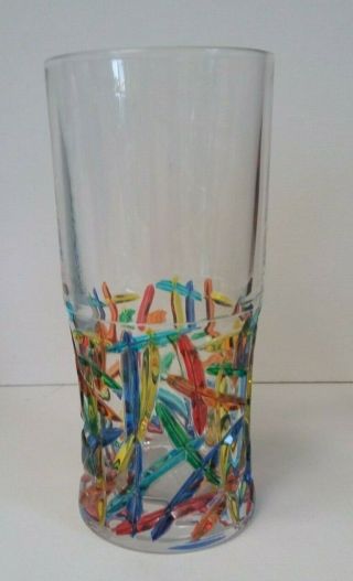 Murano Colorful 12 Oz Drinking Glass Hand Blown Venezia Made In Italy Pre - Owned
