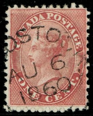 Canada 1859 Sg29 1c Rose - Red Fine Woodstock Cds (rf3)