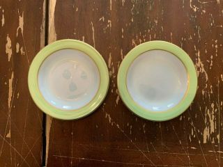 Vintage Pyrex Lime Green With Gold Trim 6.  75 Inch Dessert Plate Set Of 2 Gg