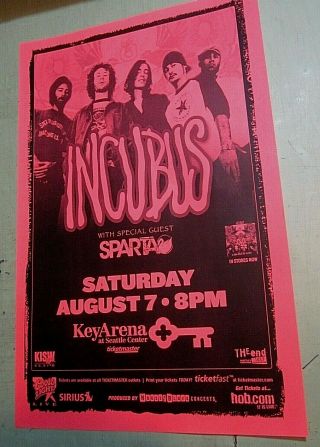 Incubus 2004 Seattle Concert Show Flyer Poster