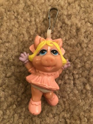 Vintage Muppet Babies Miss Piggie Pvc Zipper Pull Charm 1985 Rare