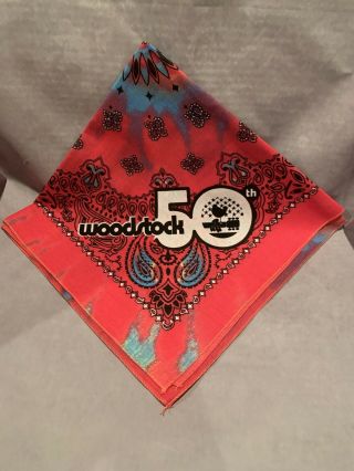 Woodstock 50th Anniversary Tie - Dyed Bandana Rare Rhino Records Promo (21” X 21”)