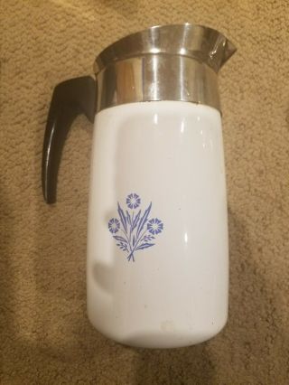 Vtg Corning Ware Blue Cornflower 9 Cup Stove Top Coffee Replacement Pot Only