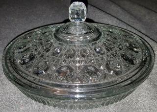 Vintage Clear Pressed Glass Sugar Bowl With Lid Sawtooth Sunburst Elegant