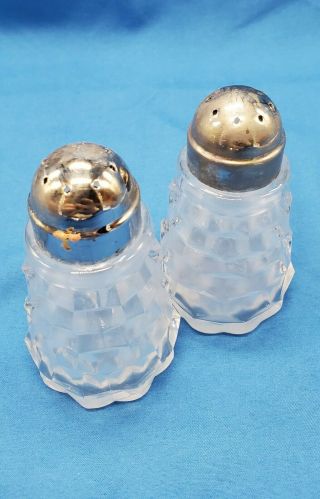 Vintage Fostoria American Clear Elegant Glass Salt And Pepper Shakers Pair