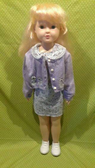 Vintage Uneeda Bride Plastic Doll 30 Inch Blonde Sleepy Blue Eyes With Shoes