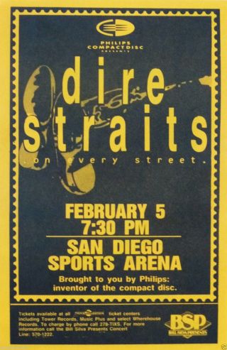Dire Straits " On Every Street 1992 Tour " San Diego Concert Poster - Mark Knopfler