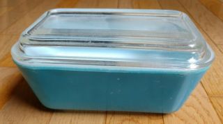 Vintage Pyrex Ovenware Refrigerator Dish Loaf Pan With Lid Robin Egg Blue