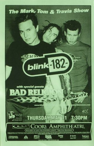 Blink 182 / Bad Religion / Fenix Tx 2000 San Diego Concert Tour Poster