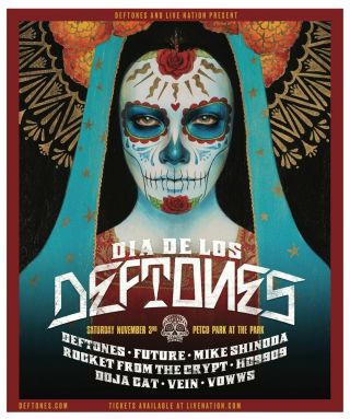 Deftones/future/mike Shinoda " Dia De Deftones " 2018 San Diego Concert Poster V.  1