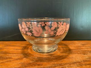 Vintage Clear Glass Pink Gooseberry Pattern Dessert Cup Berry Bowl