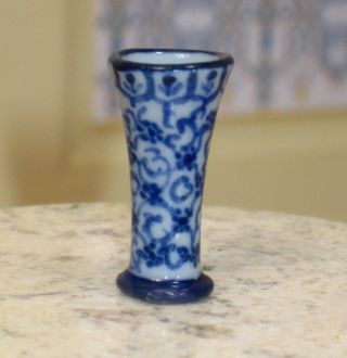 Muriel Hopwood Blue & White Porcelain Vase - Artisan Dollhouse Miniature