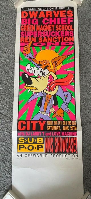 Frank Kozik Sub Pop Telephone Pole Gig Poster From 1992.  Signed And 232/250