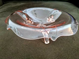 Vintage Pink Depression Glass 3 - Footed Candy Dish W/concave Scalloped Edge
