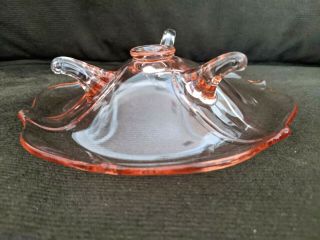 Vintage Pink Depression Glass 3 - Footed Candy Dish w/Concave Scalloped Edge 2