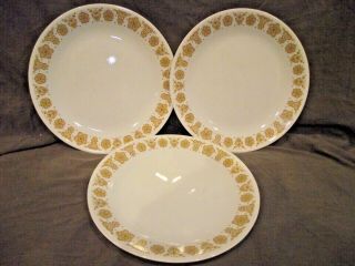 Set Of 3 Corelle Corning Butterfly Gold 10 1/4 " Dinner Plates